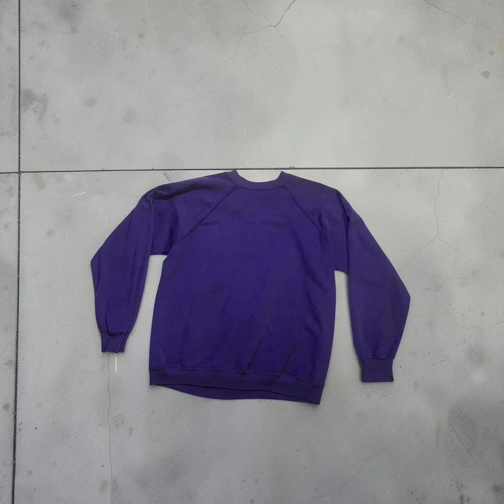 Vintage LSU Football Sweatshirt Trench Mfg Co Purple Raglan Crewneck Mens Medium